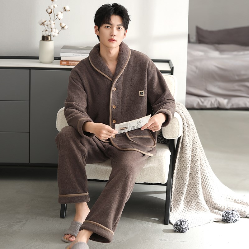【抗静电】睡衣i男士冬季珊瑚绒加厚加绒男款秋冬法兰绒冬款家居