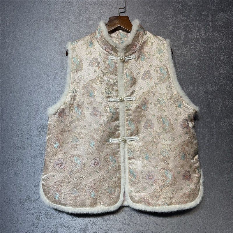 新中式毛条盘扣加棉加p厚马甲真丝提花织锦缎年轻外穿锦里坎肩锦,女装/女士精品,马夹,淘宝优惠券,粉丝福利购,淘宝优惠卷