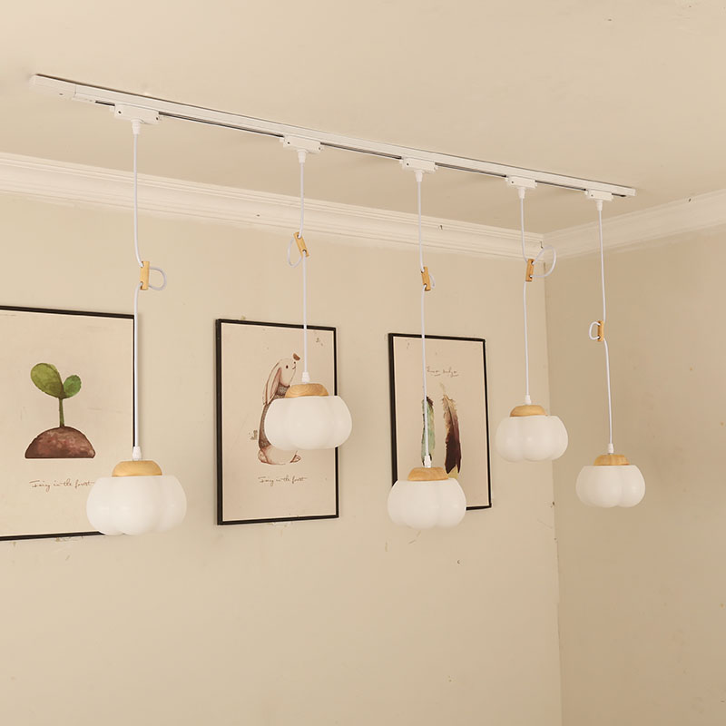 可移位轨道吊灯新k款奶油原木风可调节商用饭厅吧台云朵棉花导轨
