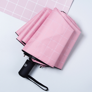 全自动雨伞女晴雨两用简约黑白格子防晒防L紫外线学生遮太阳伞折