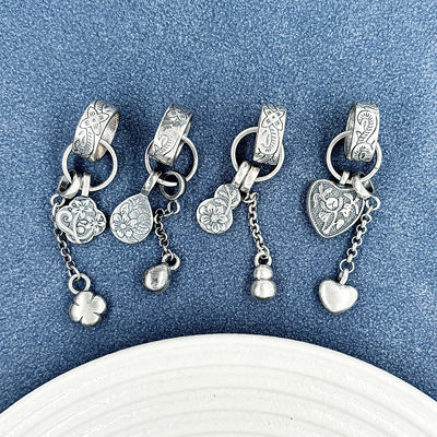 三七银柿子葫芦繁花扣头圆环链条挂件吊坠编绳手串手链diy配饰