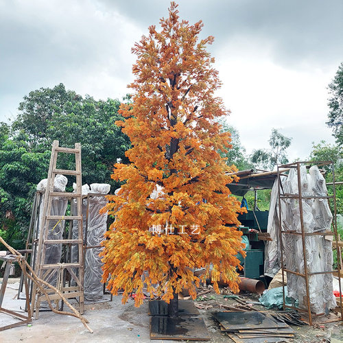 高品质仿真雪松室内外造景假树玻璃钢银杏树红枫松柏树高山松树黄