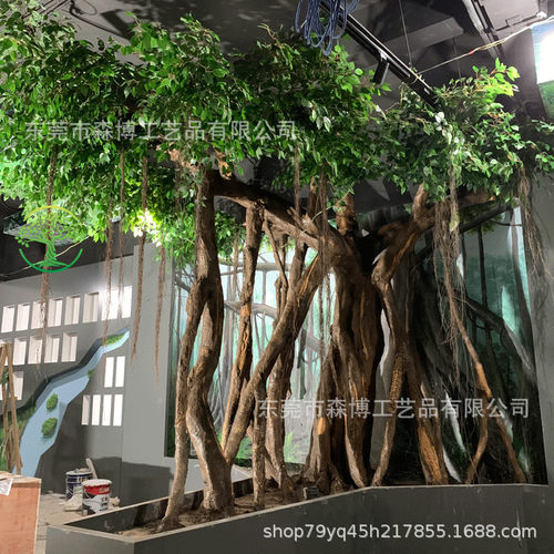 大型仿真水泥树包柱子树商场饭店网红造景绿榕树银杏树玻璃钢大树