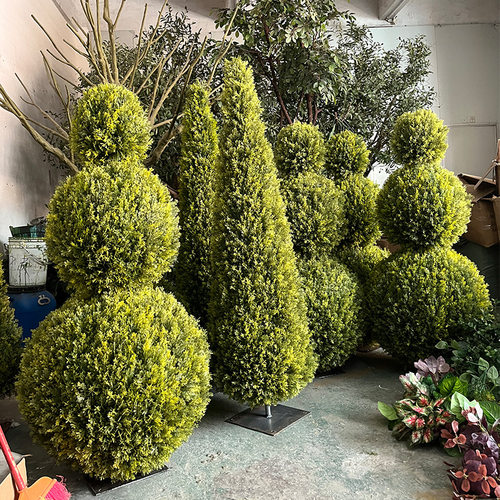 仿真球型树婚庆造景球型松柏摆件圣诞树造景软装布置景观源头工厂