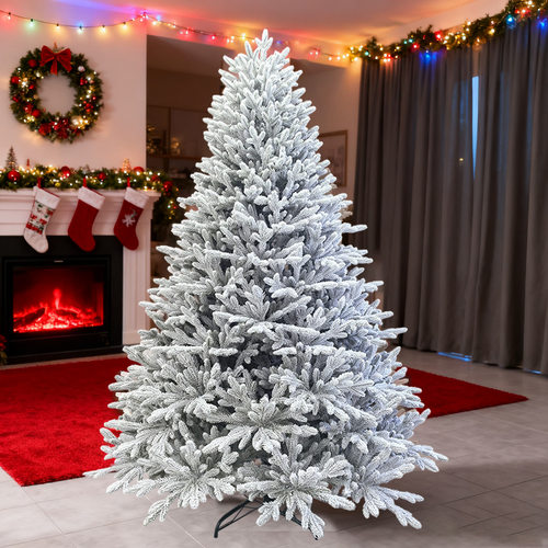 2025新款纯PE植绒加灯圣诞树 家用仿真节日装饰 加密纯PE圣诞树