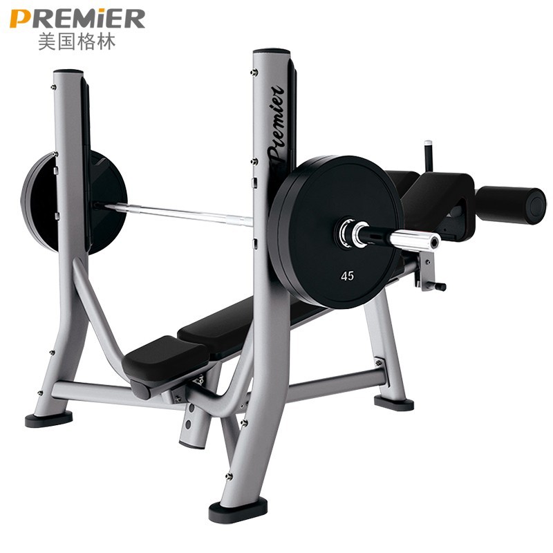 美国格林SM804商用卧姿下斜式杠铃举重床卧推架健身房推胸训练器