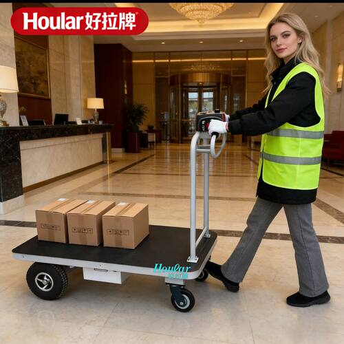 跨境HOULAR电动平板车Electric Platform Cart高配送餐车手推车