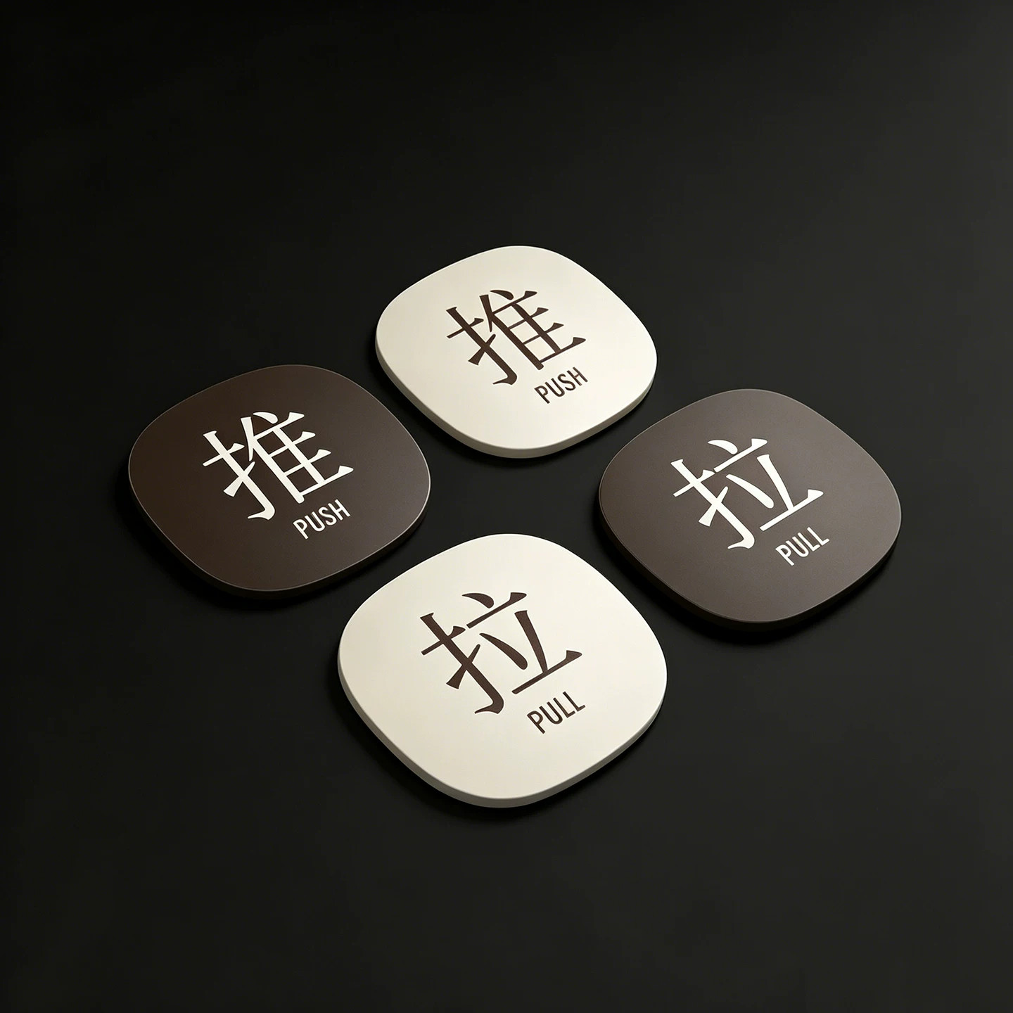 亚克力推拉门贴玻璃门上拉字标志标示标牌温馨提示牌子订制创意贴纸左右移门酒店商店标识贴指示墙贴定做W