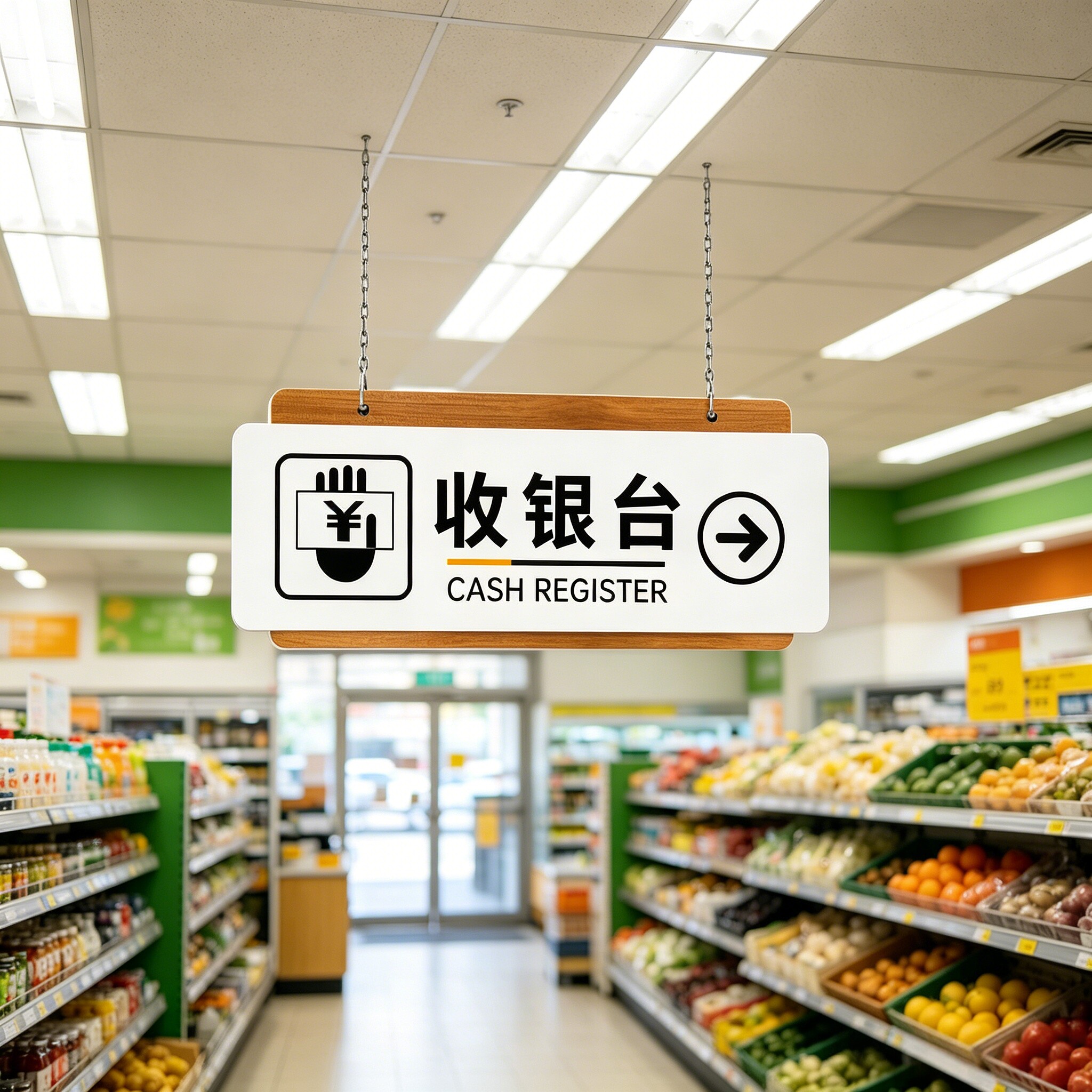 收银台指示牌悬挂标识牌卫生间指引牌挂牌洗手间左右方向箭头索引牌导向牌商场超市酒店收银处提示牌吊牌W