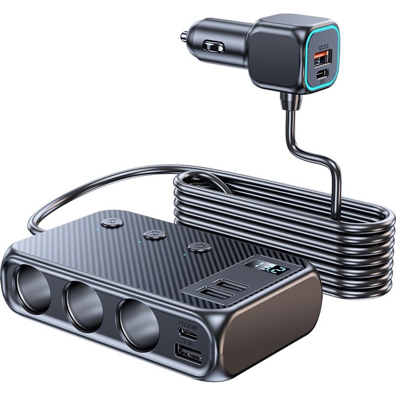 C29车载点烟器一拖三带开关6口usb171W大功率qc3.0快充车载充电器,汽车用品/电子/清洗/改装,车载充电器,淘宝优惠券,粉丝福利购,淘宝优惠卷