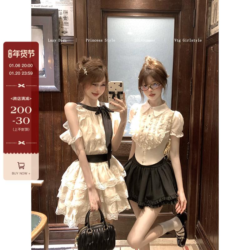 LazyDidi天鹅之梦12m大裙摆复古盛宴连衣裙甜美系带蕾丝娃娃裙