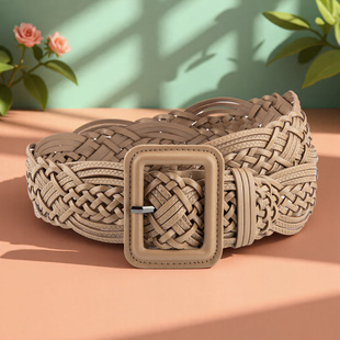 2025新款手工麻花编织设计感小众5cm宽版腰带女款腰间配饰粗皮带