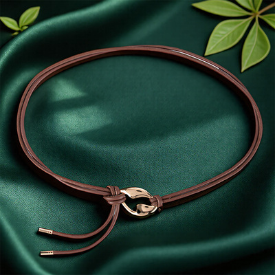 嘟卡丹高级感细腰带配饰女款装饰配裙子毛衣大衣腰绳打结小皮绳