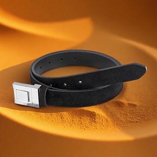 嘟卡丹黑色磨砂绒银扣牛皮腰带女款百搭配饰高级感配牛仔裤杨树林