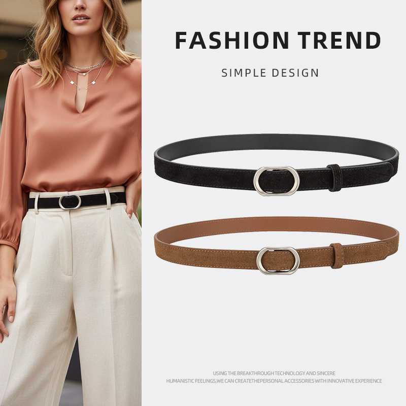 磨砂新款韩版无孔女腰带真皮复古