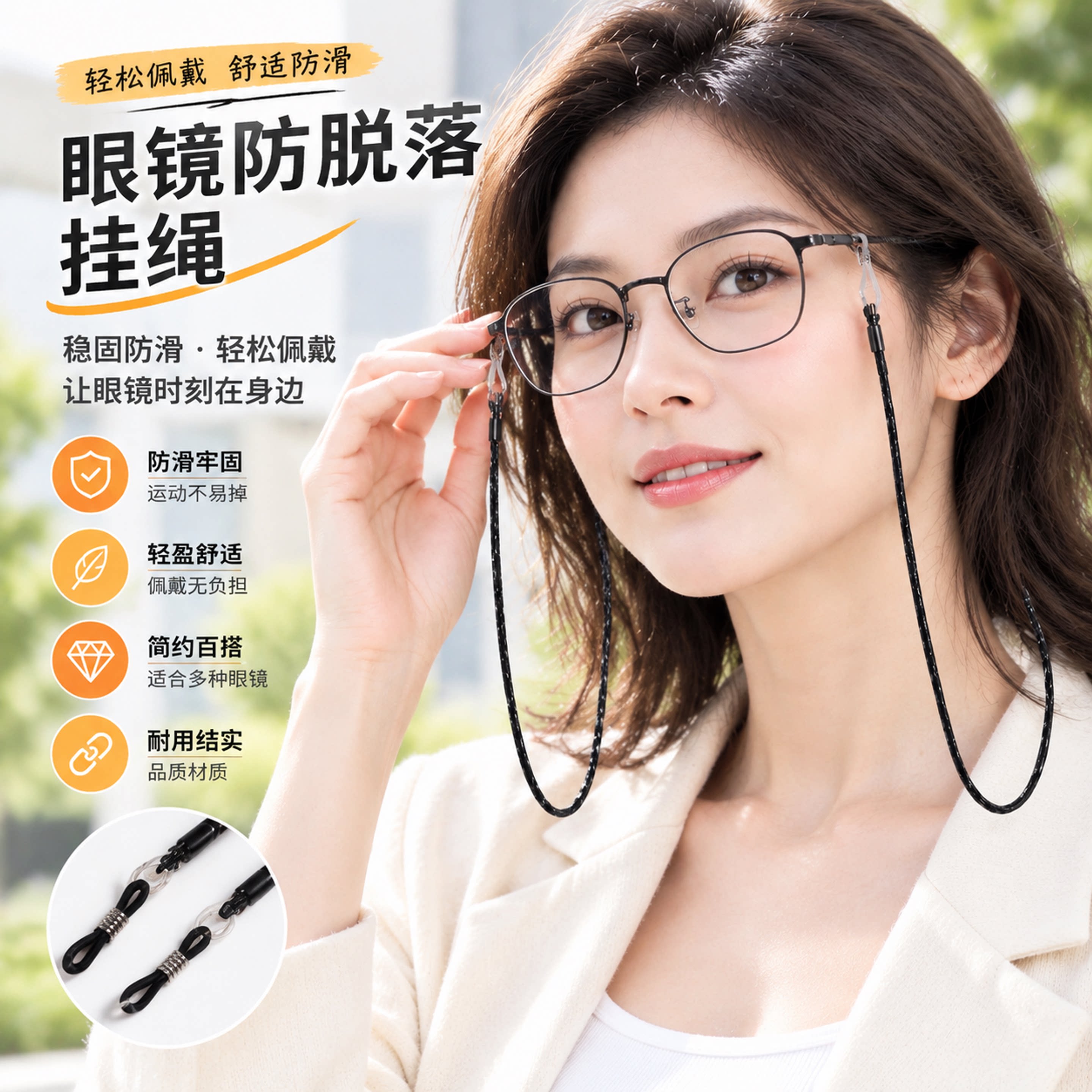 老花眼镜挂绳防滑绳防脱落神器挂脖式运动眼睛链时尚防丢太阳眼镜