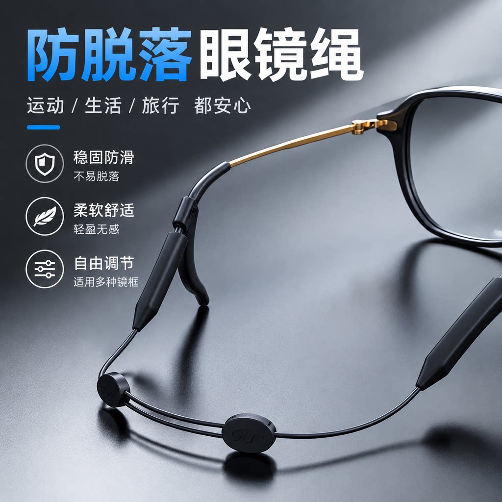 眼镜防脱落神器运动打球户外腿套耳勾托绑带固定挂绳儿童防滑防掉
