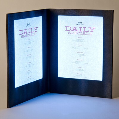 酒店餐厅A4规格发光菜单本 酒吧KTV发光酒水单 发光菜谱 LED MENU