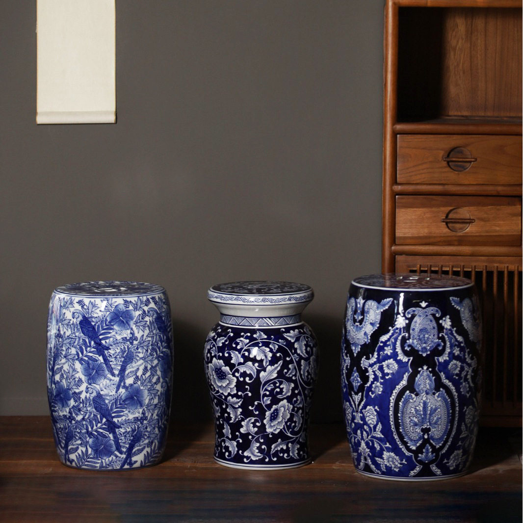 新中式青花瓷凳摆件陶瓷鼓凳鼓墩鼓椅子换鞋凳装饰工艺品凳子,模玩/动漫/周边/娃圈三坑/桌游,文化/体育周边,淘宝优惠券,粉丝福利购,淘宝优惠卷