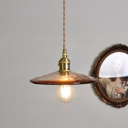 北欧复古玻璃吊灯LED个性创意餐厅民宿吧台单头小吊灯装饰灯具