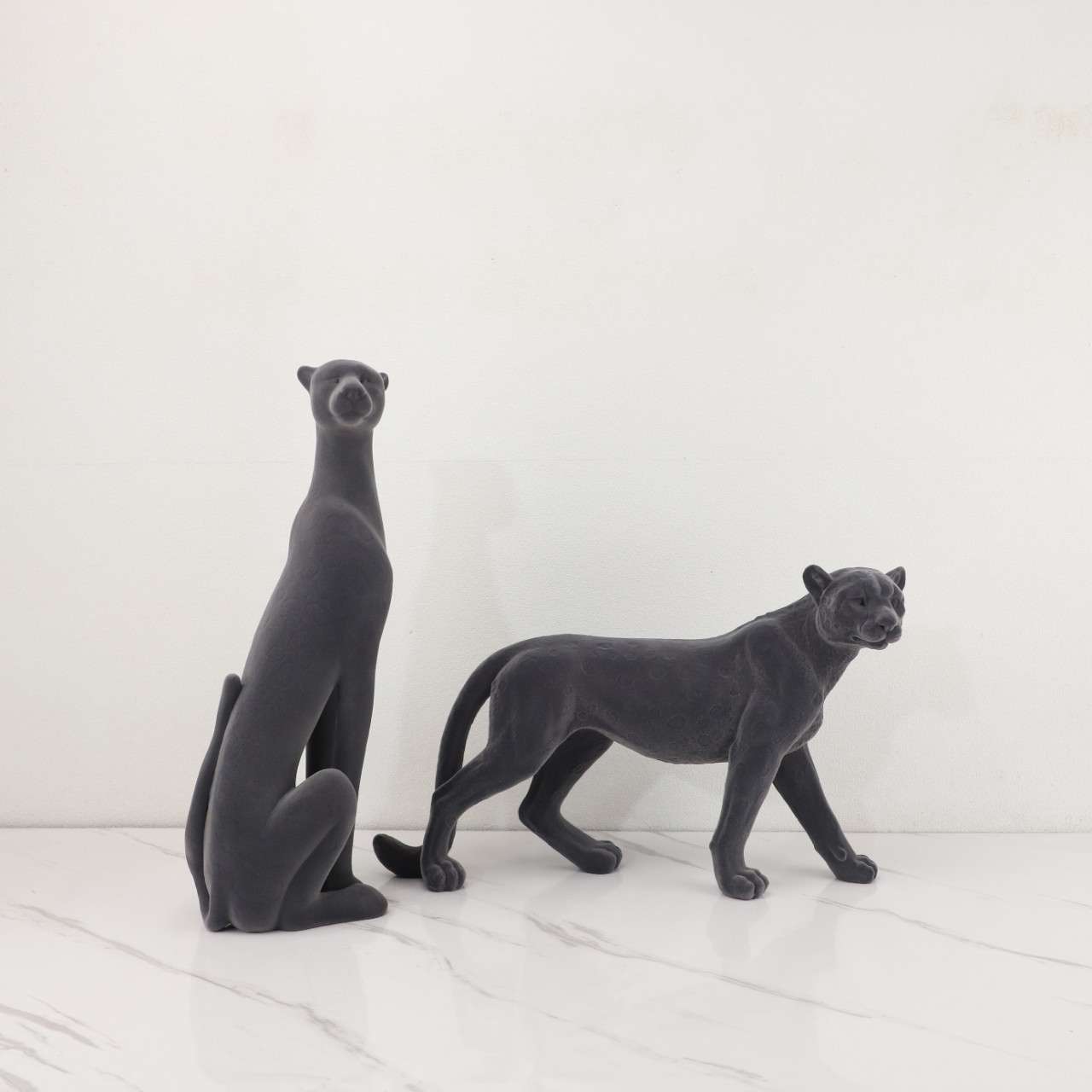 欧式创意植绒金钱豹动物摆件客厅书房酒店办公室样板房家居装饰品