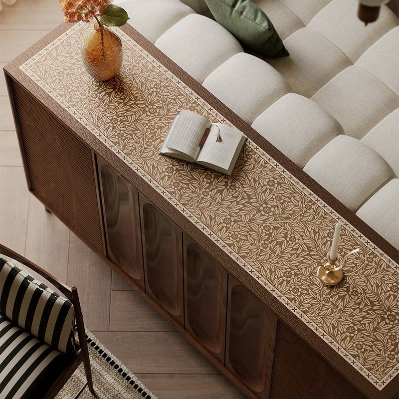 克洛伊家用法式餐边柜垫电视机茶几高级氛围感防水防油皮革垫子