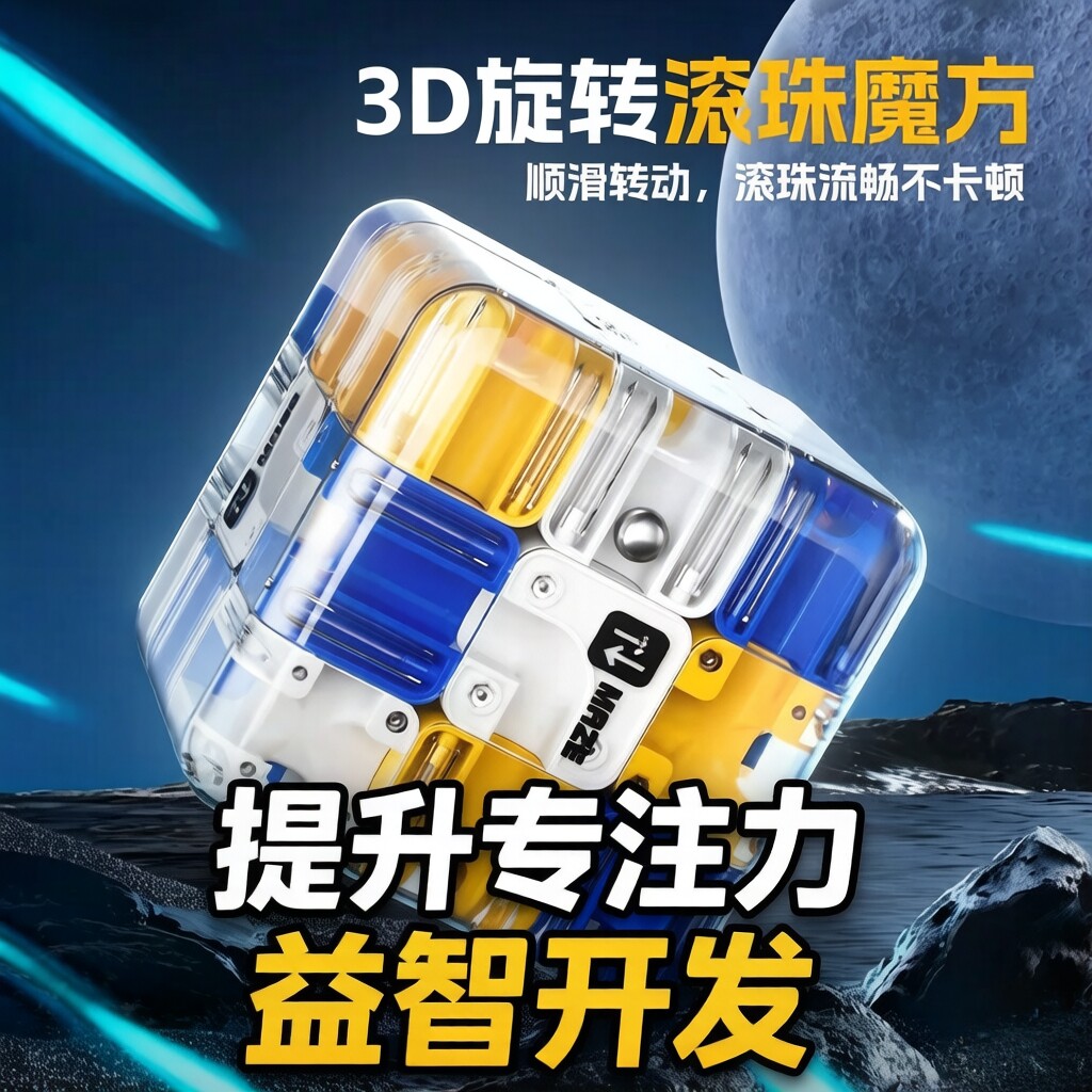 3d滚珠迷宫魔方立体旋转魔方智力开发益智思维训练玩具儿童6-9岁