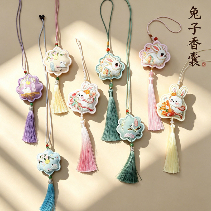 中秋节香囊国潮玉兔香包中式汉服