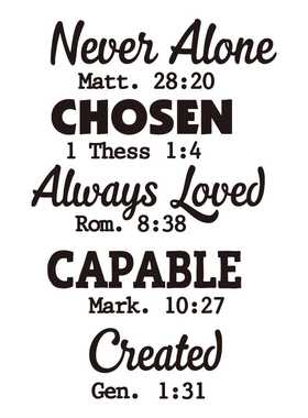 Never Alone励志英文黑色PVC磨砂贴纸N1810个性客厅卧室墙贴