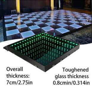 背景墙感应3D千层深渊镜地板灯镜面led跳舞地砖灯IP65幻彩舞池灯