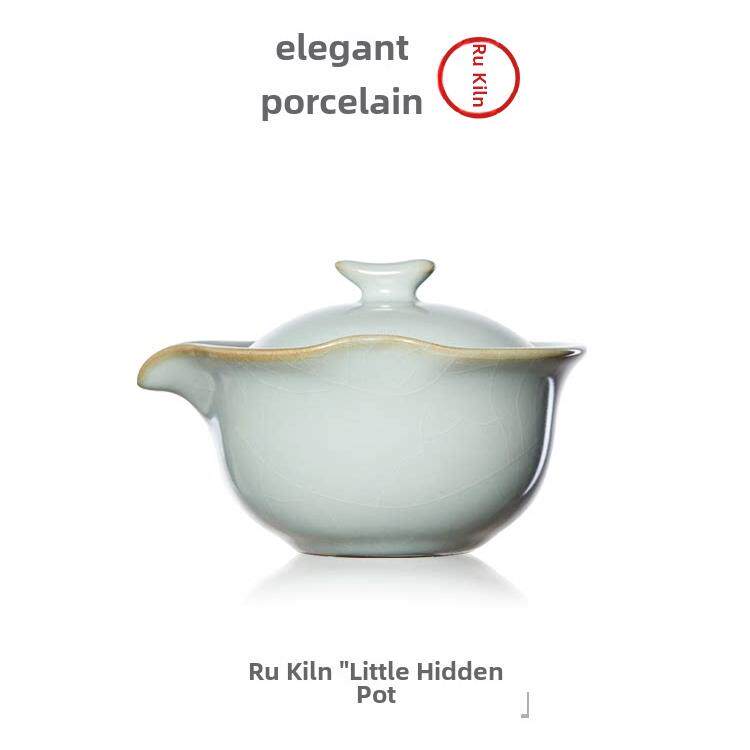 雅次汝窑小隐形壶陶瓷制茶功夫茶壶手捧壶单壶一人家用盖碗茶具