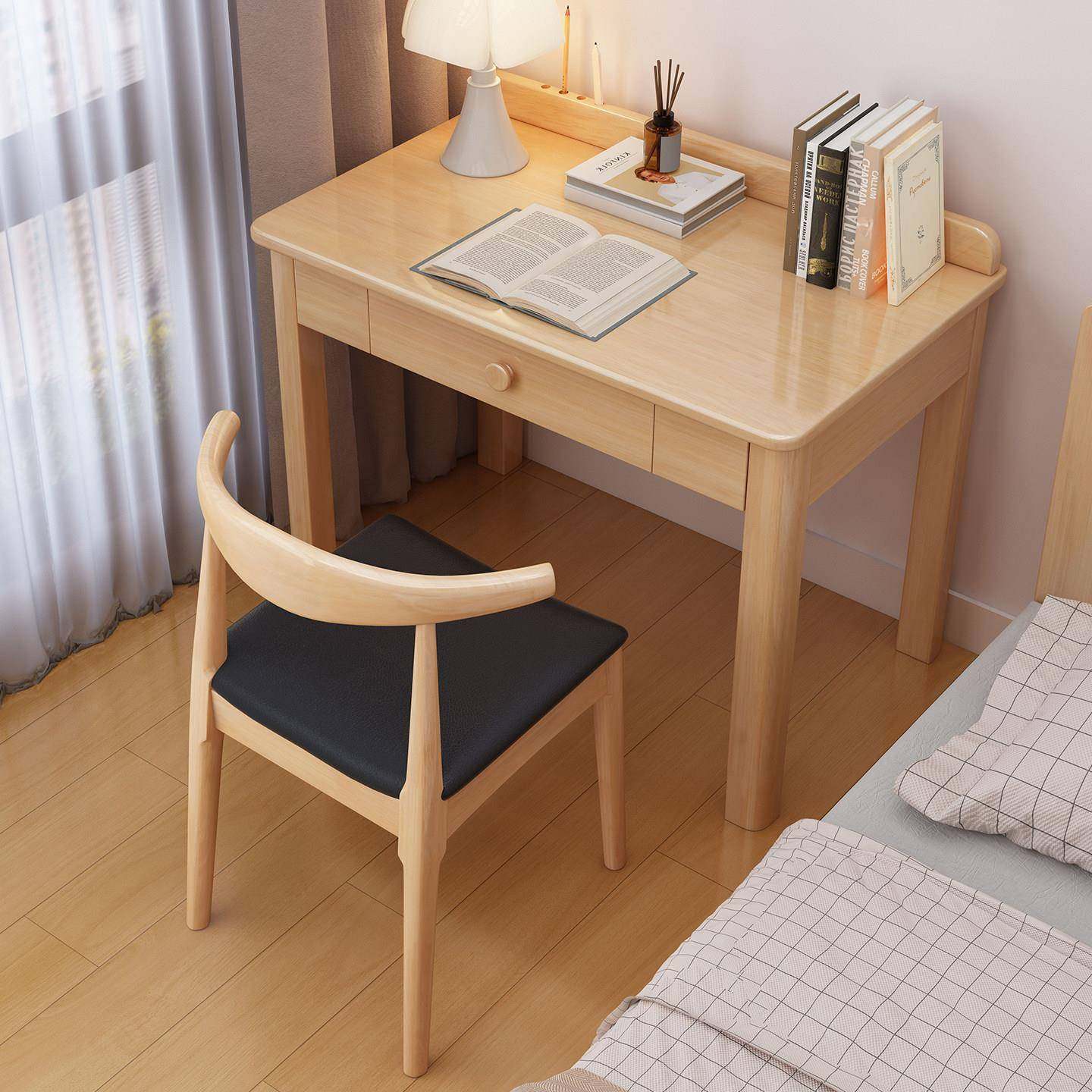 实木书桌小户型家用学生学习桌70长床边桌卧室小尺寸单人电脑桌