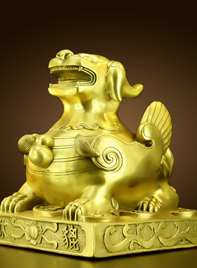 精选铜貔貅摆件纯铜皮休招财皮丘家居客厅店铺装饰品坐貔貅开业送