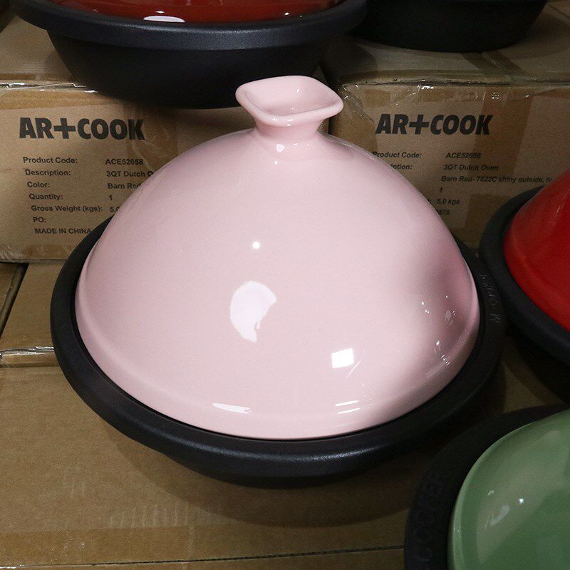 库存尾货微瑕塔吉锅珐琅锅家用日式塔基焖饭煎锅黑珐琅煲仔饭26cm
