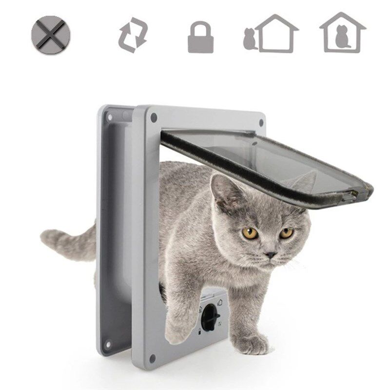 宠物双向自由出入门 猫狗通用咖啡色塑胶门适用木门玻璃门
