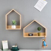 实木幼儿园教室背景墙装 饰置物架搁架收纳架客厅卧室墙面搁架搁板