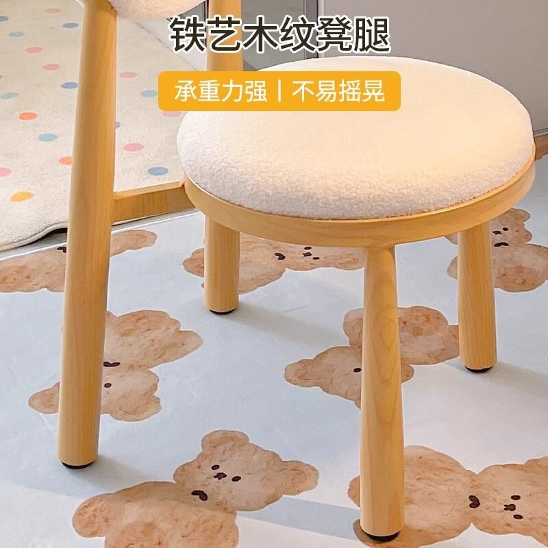餐椅家用实木化妆凳子女生卧室轻奢高级美甲椅主卧梳妆台椅子靠背
