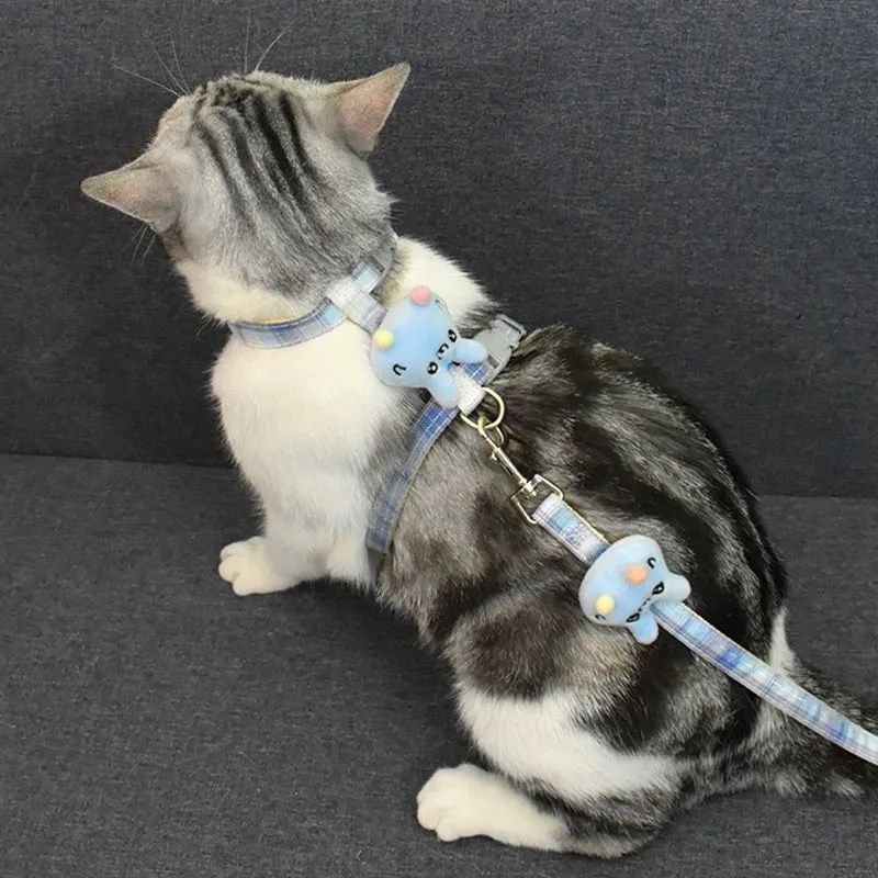 溜猫牵引绳猫咪工字绳防挣脱外出专用可调节布偶小猫网红款背心式