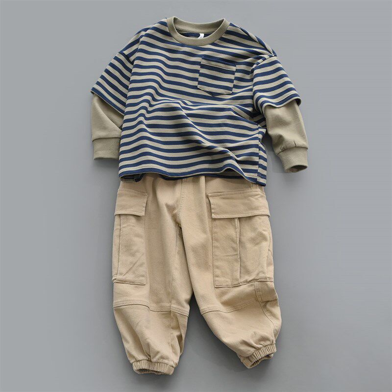 软软的 儿童纯棉工装裤 潮范帅 男童女童长裤 春秋款 童装