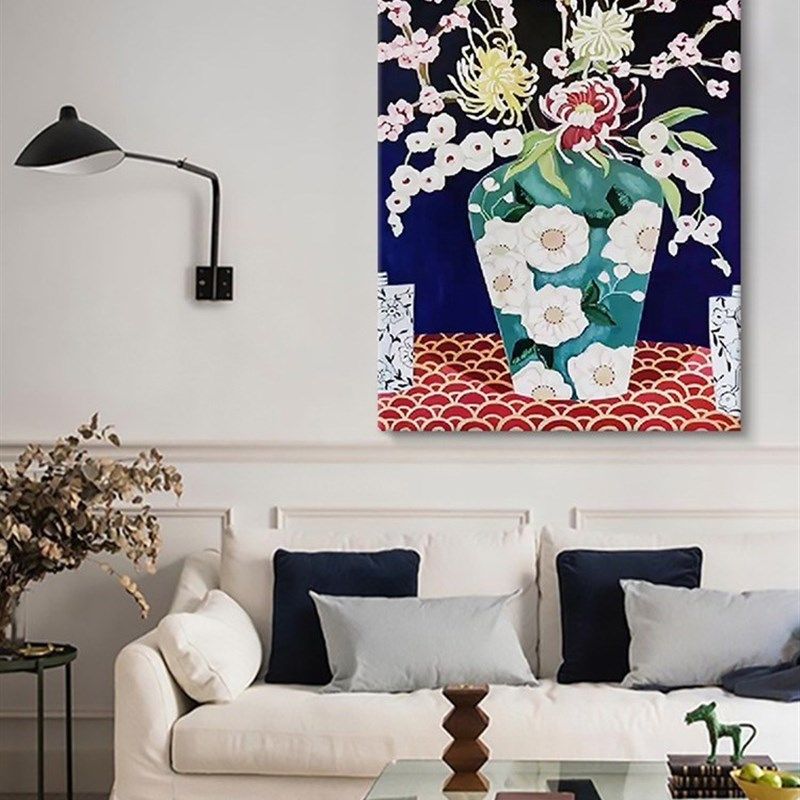 大芬村纯手绘油画中古植物花卉艺术花瓶客厅沙发墙装饰画玄关挂画