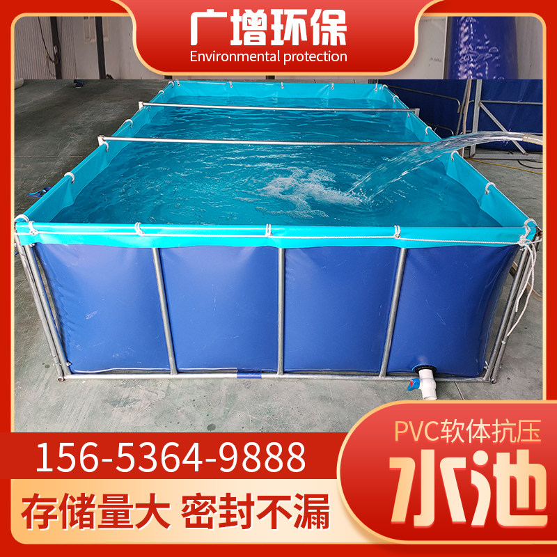 加厚帆布鱼池 养殖水箱锦鲤鱼池带支架折叠防水大型塑料帆布水池