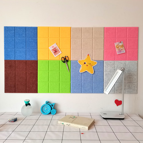 彩色小方格毛毡板软木板墙面装饰背景墙幼儿园画室展示公告栏自粘