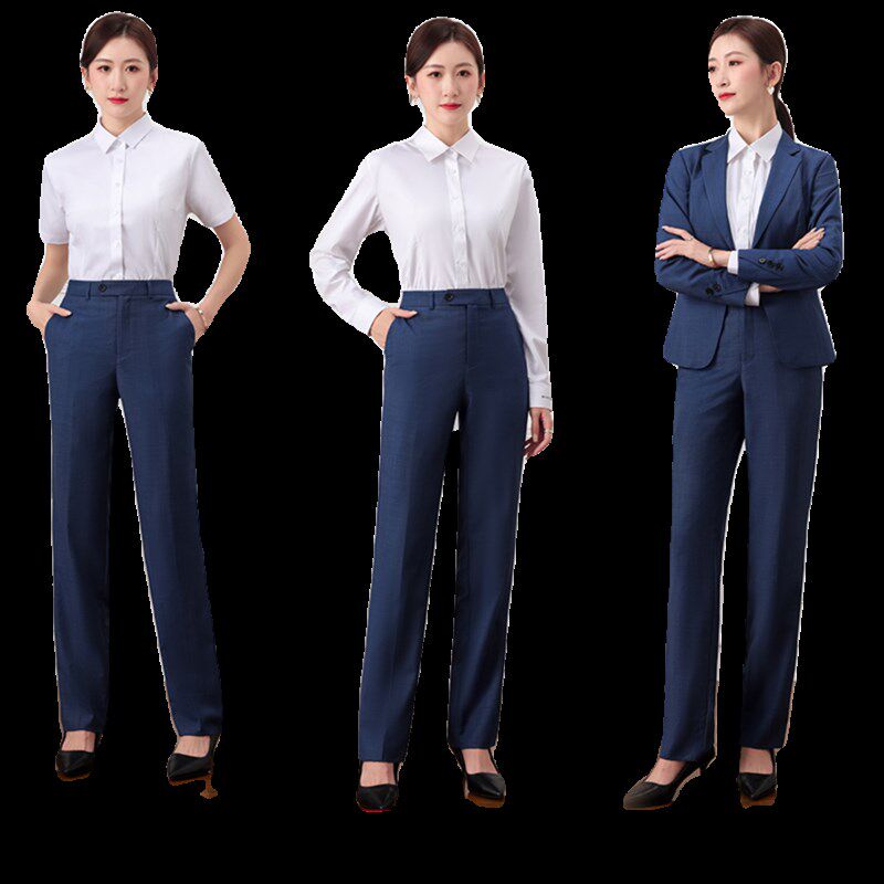 2024新款比亚迪4S店雾霾蓝女士工作服销售西装裤子王朝网工装西裤