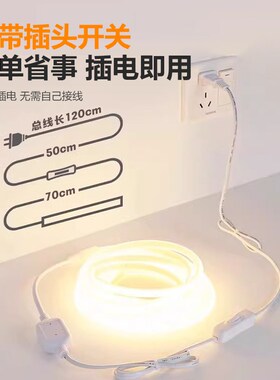 220V灯带led灯条cob室内卧室床头客厅电视背景墙开关插电款氛围灯