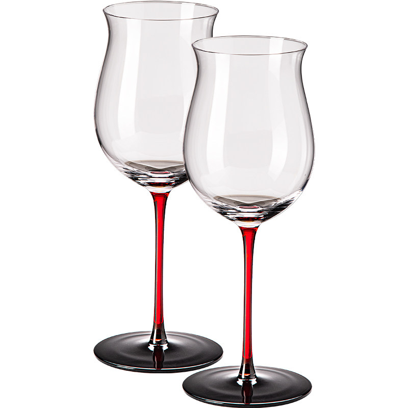 大肚黑领结红酒杯套装水晶玻璃葡萄高脚杯子醒酒器酒具家用高级感