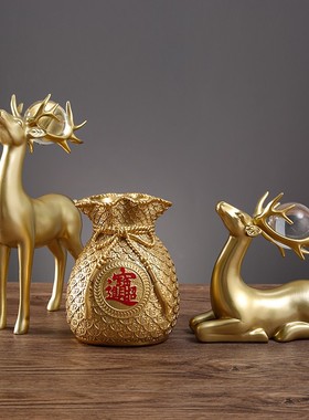 招财鹿客厅酒柜家居饰品摆件创意电视柜玄关装饰轻奢办公桌工艺品