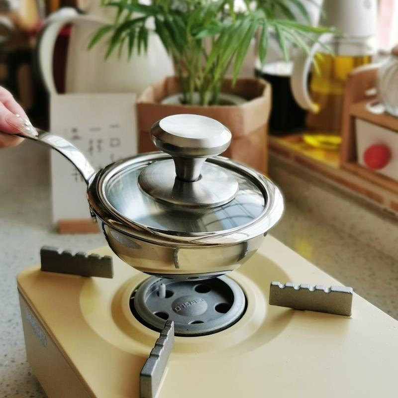实物太可爱 304不锈钢宝宝辅食锅熬果酱煎蛋迷你小煎锅平底锅12cm