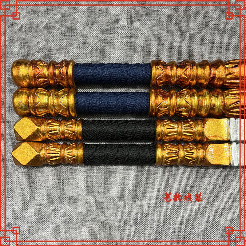 戏曲金鞭银锏戏剧京剧秦叔宝尉迟恭木制双锏双鞭武生武将鞭锏兵器
