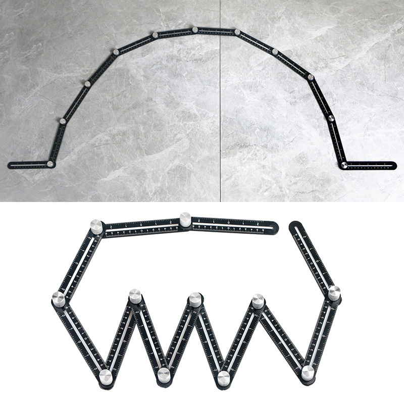 多功能异形砖铺贴瓷砖十二折尺泥瓦工铺地砖工具铝合金四折尺