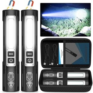 新款户外手电筒强光磁吸2万流明数显白激光手电筒充电便携